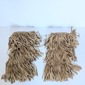 Suede Fringe Leg Warmers